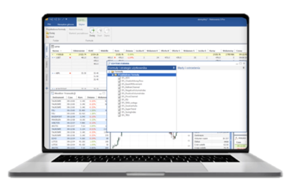 monitor z danymi giełdowymi
