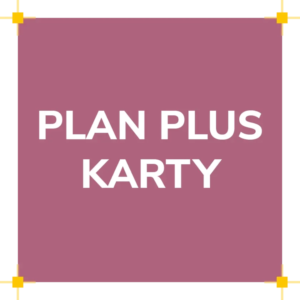 Kwadrat z napisem Plan Plus Karty