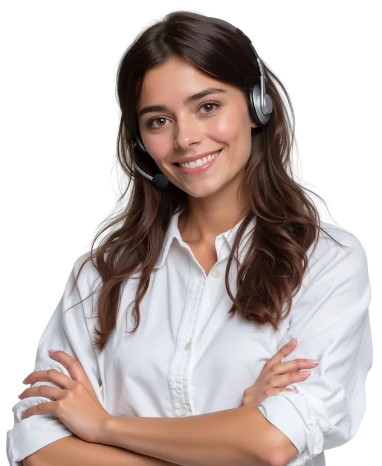 Kobieta z Call Center ze słuchawkami na głowie