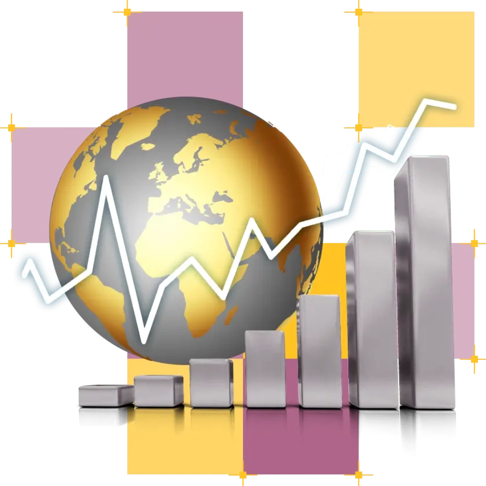 grafika z wykresem i kulą ziemską