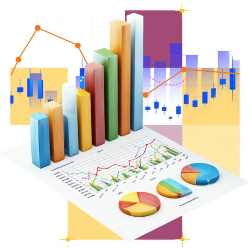 grafika z wykresami giełdowymi