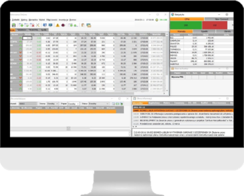 monitor z danymi giełdowymi