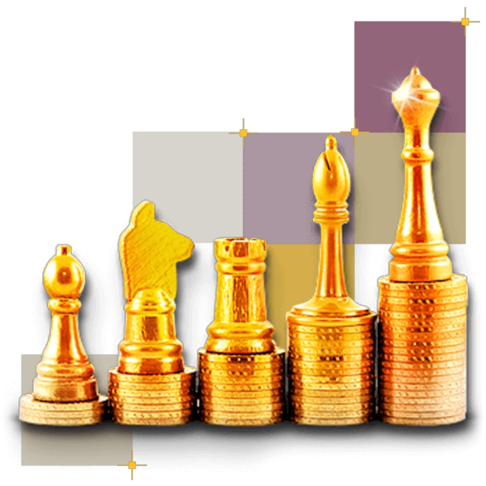 grafika ze złotymi figurami szachowymi