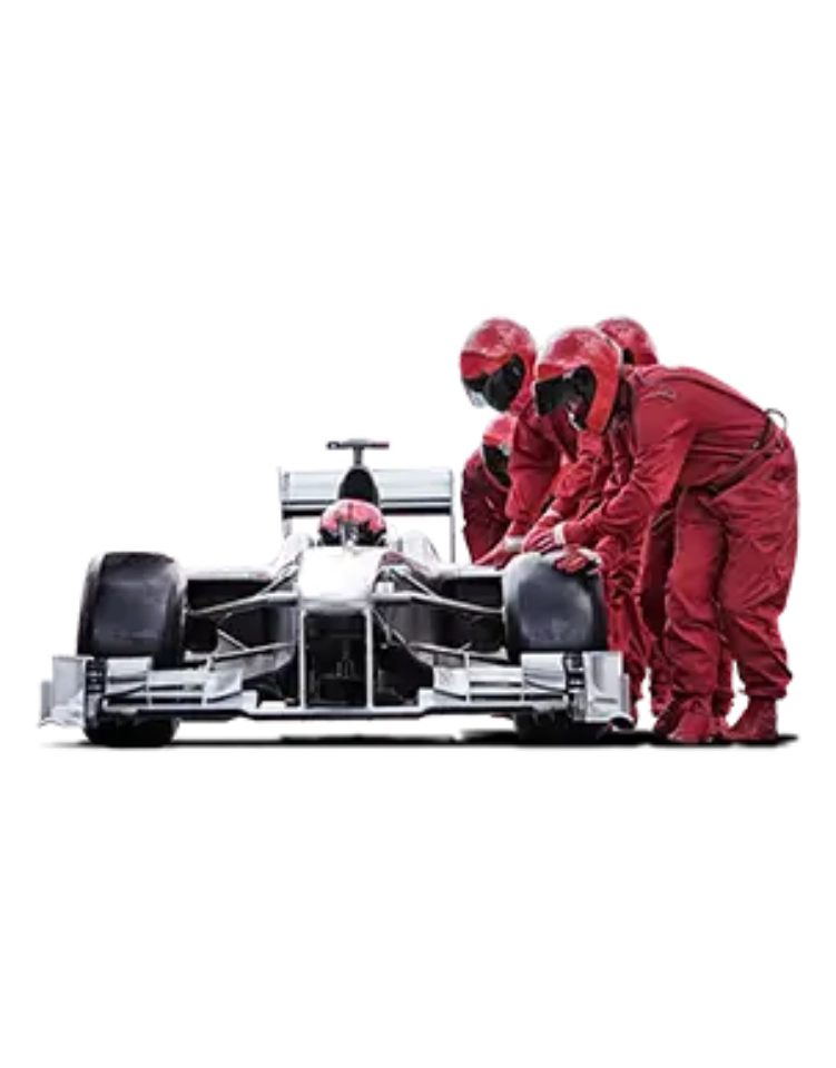 bolid F1 i ekipa serwisowa