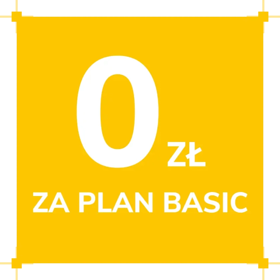 Kwadrat z napisem 0 zł za plan basic