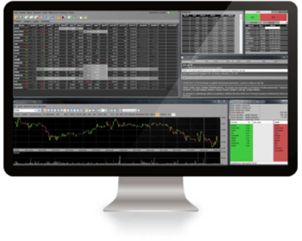 monitor z danymi giełdowymi