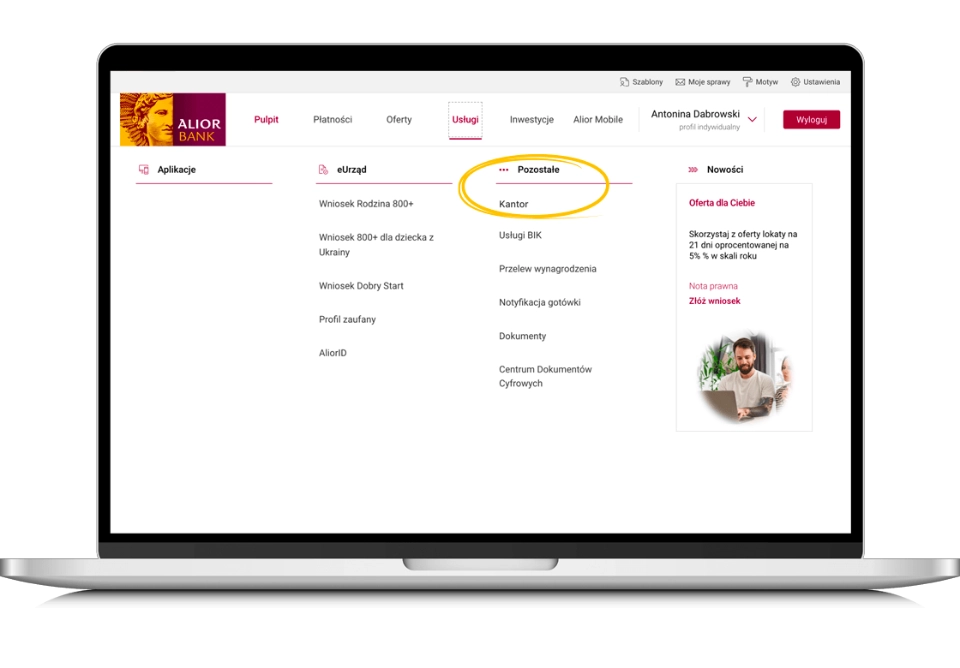 alior online kantor walutowy