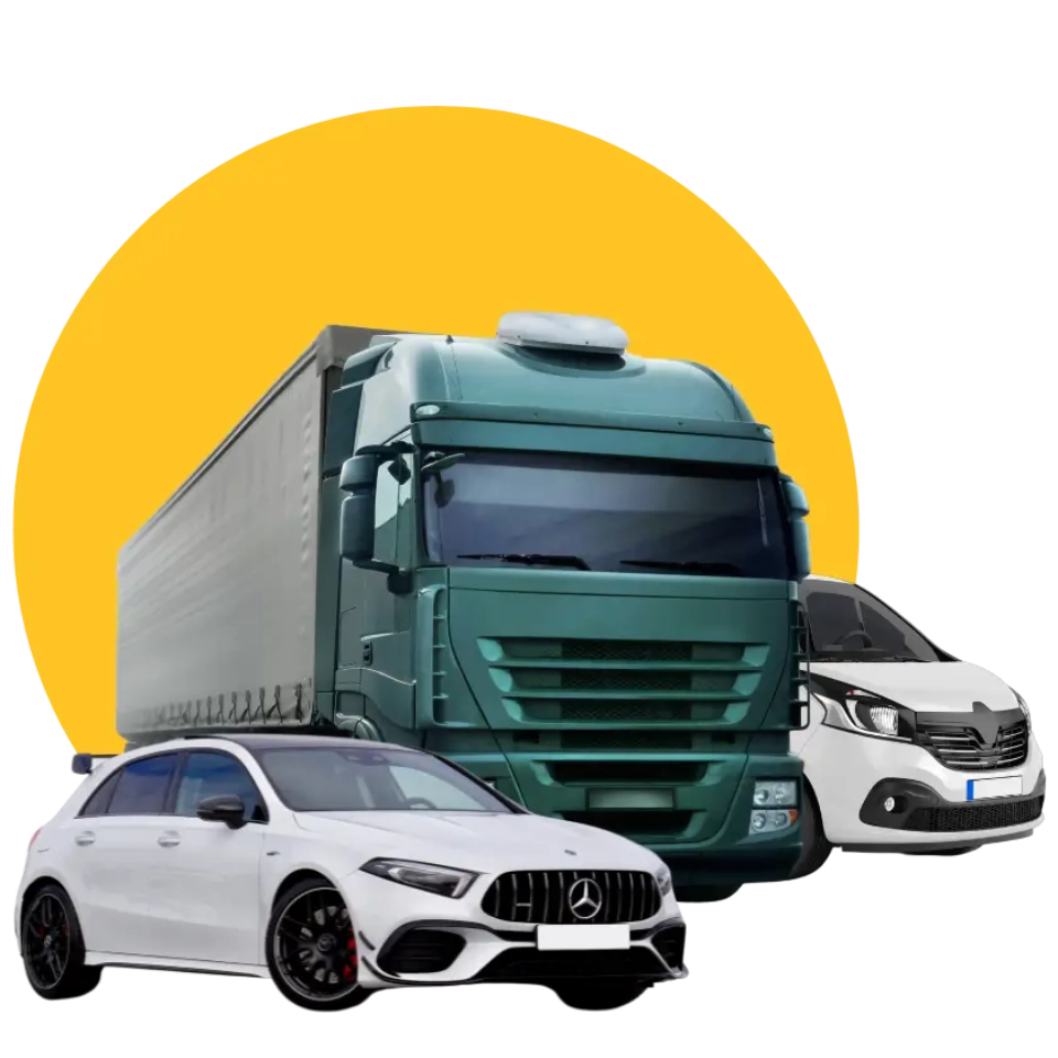 Samochód osobowy, ciężarowy oraz bus