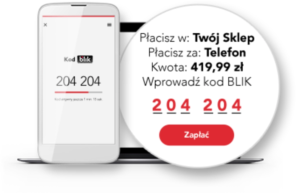 Smartfon z przykładowym kodem BLIKA