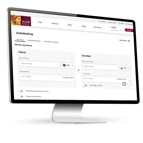 monitor z otwartym oknem funkcji Autodealing