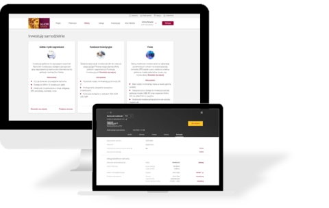 grafika przedstawiająca ekran monitora ze screenami z bankowości internetowej