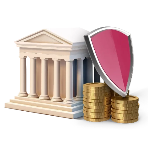 bank oraz tarcza na monetach