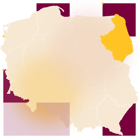 Mapa Polski z zaznaczonym woj. podlaskim