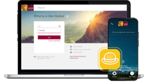 Laptop z bankowościa internetową, telefon z alior mobile