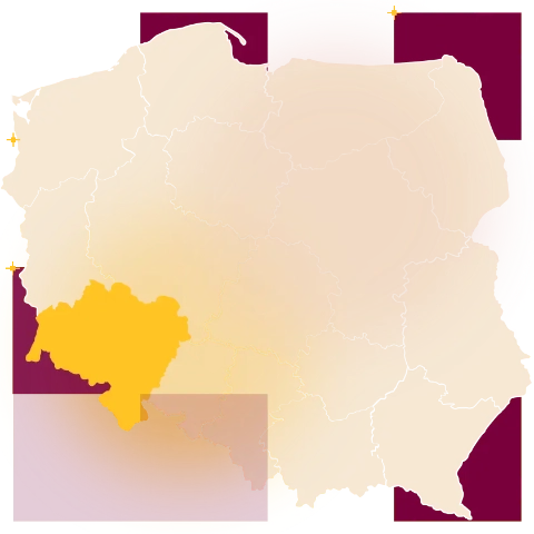 Mapa Polski z zaznaczonym woj. dolnośląskim