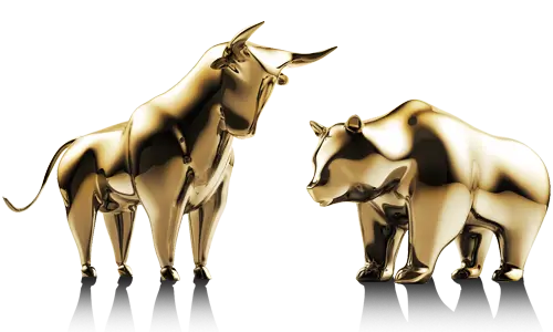 Figurki złotego byka i złotego niedźwiedzia
