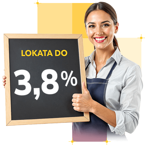 Kobieta trzymająca tablicę z napisem lokata do 3,8%