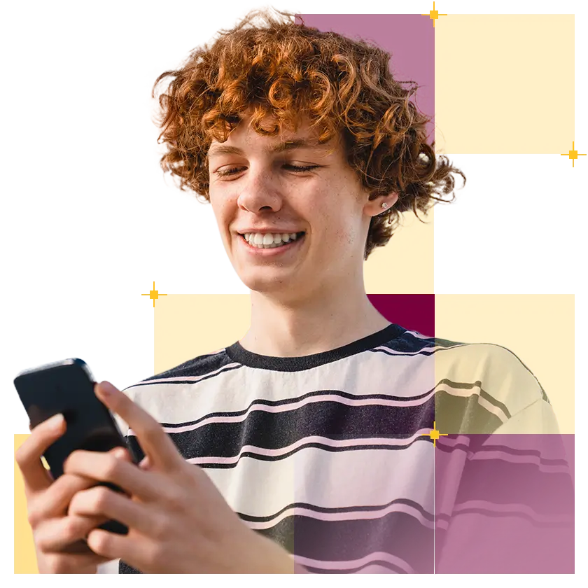 grafika ukazująca nastolatka ze smartfonem
