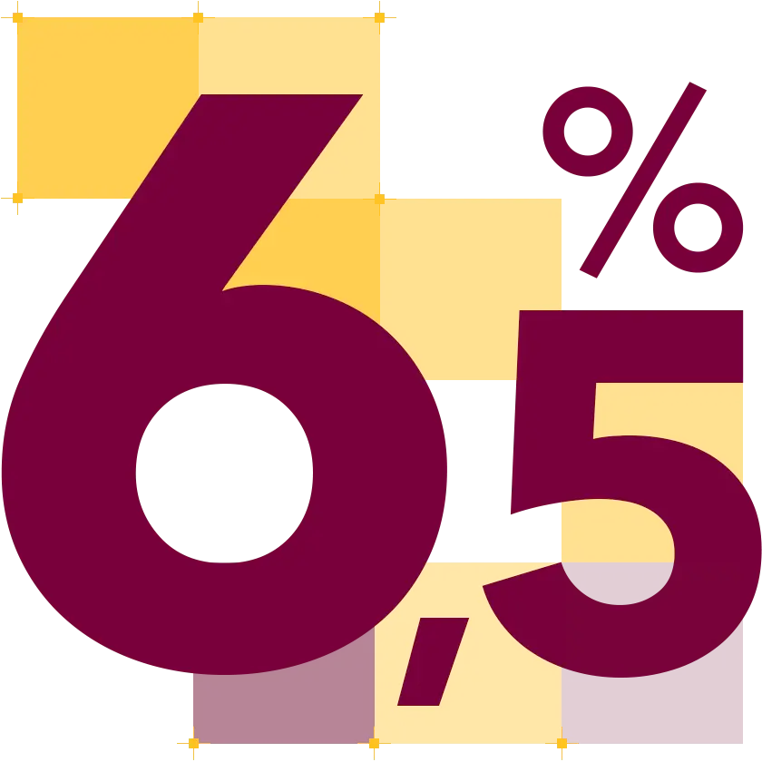 grafika z ikoną przedstawiającą 6,5 procent
