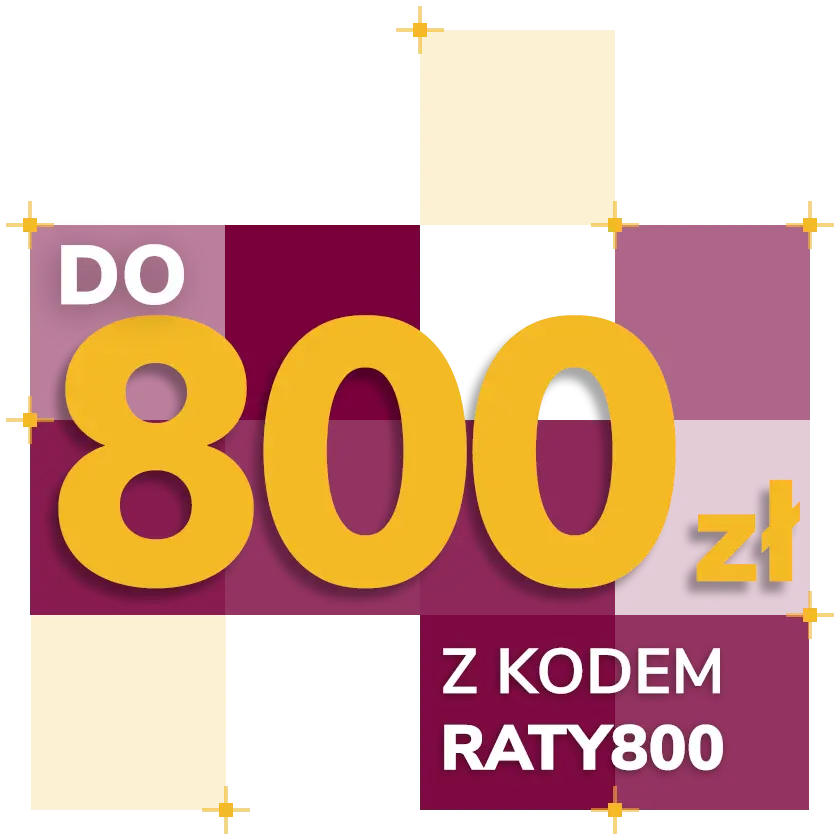 grafika przedstawiająca napis do 800 złotych z kodem RATY800